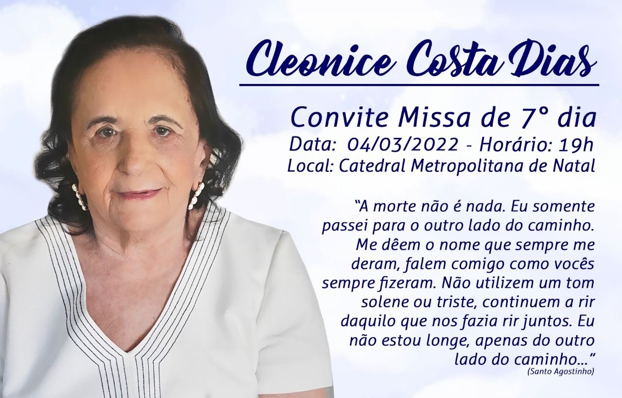 Missa de 7º dia da mãe do prefeito Álvaro Dias será nesta sexta-feira